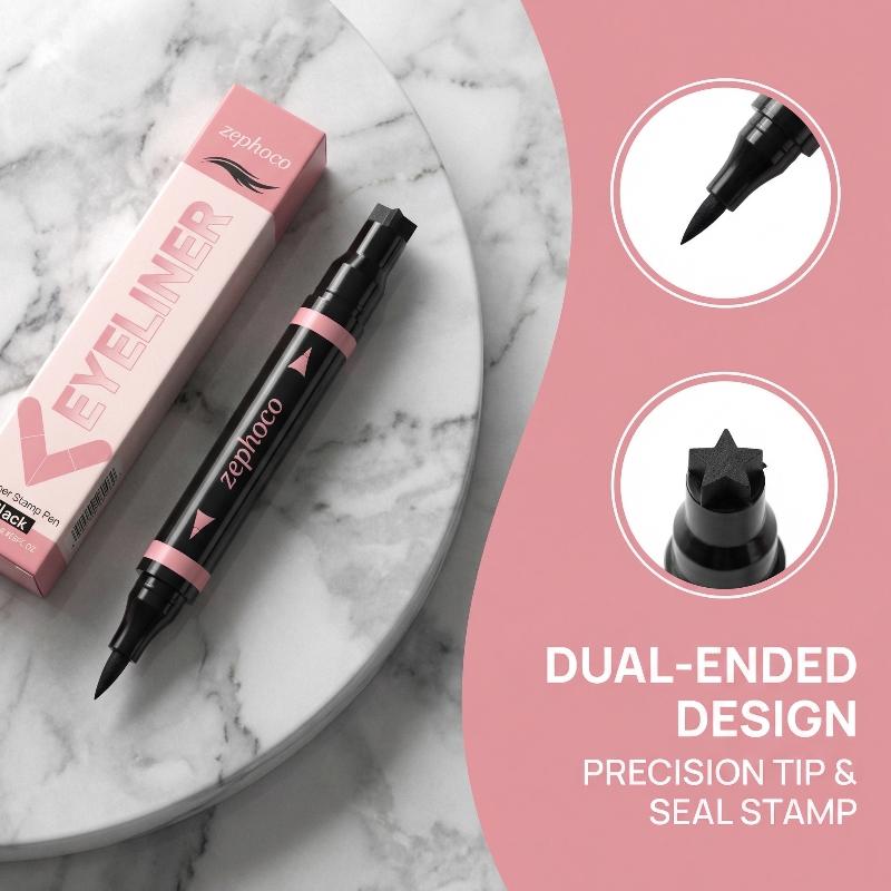 Waterproof Liquid Eyeliner Pen - Czarno-brązowy zintegrowany eyeliner w pisaku, precyzyjny
