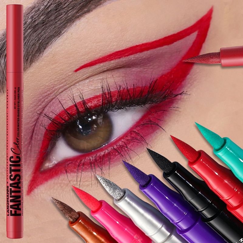 Waterproof Liquid Eyeliner Pen - Matowy czerwony płynny eyeliner, czarny i
